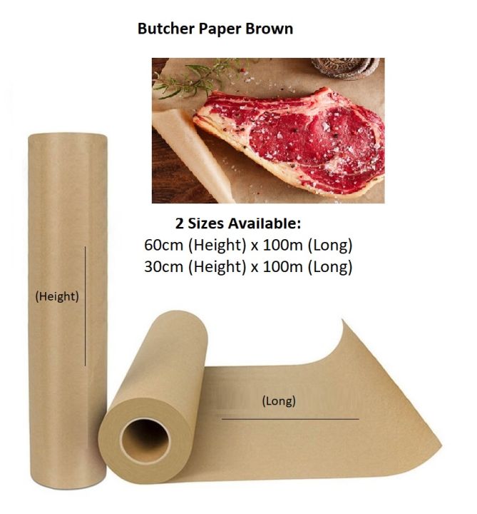 Brown Butcher Paper Roll Uncoated (60cm x 100meter & 30cm x 100 Meter) / Meat & Butcher Paper