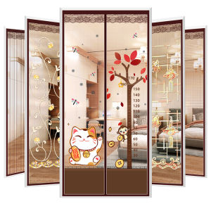 Upgraded Velcro Magnetic Door Curtain Anti-Insect Mosquito Net Screen Door Sturdy Mesh With Full Frame