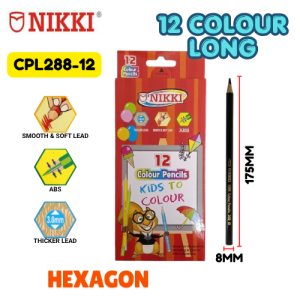 NIKKI Colour Pencil / Pensel Warna 12Colour Long (HEXAGON) (CPL288-12)