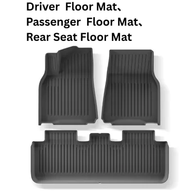 Floor Mats for SG Tesla Model Y Juniper 2025-2026 All Weather 9Pcs Cargo Liners & 4Pcs Mud Flaps No-Drill Splash Guards Interior Accessories(Not for Standard)