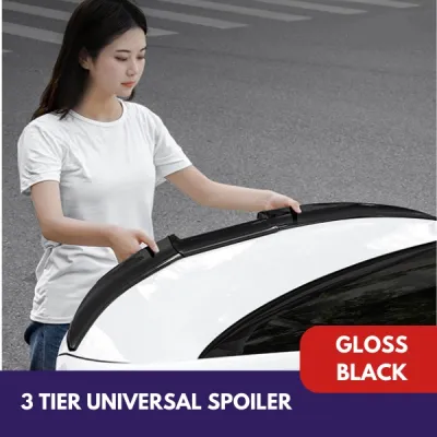 3 IN 1 Universal Adjustable Car Rear Wing Lip Trunk Roof Spoiler Tail Trunk Roof Trim Carbon Fiber / Gloss Black