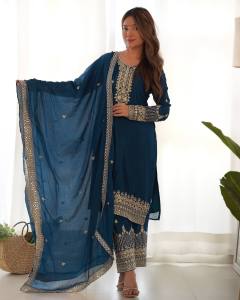 [PRE ORDER : 10 DAYS] Designer Fully Flared Roman Silk Gown Set - Padded Anarkali with Pant & SOFT NYLON Net Dupatta JBK_ 298