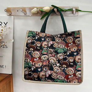 Yapak Gamie Large Capacity Canvas Tote Bag Fashionable Bear Tote Bag