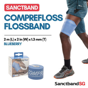 Sanctband COMPREFloss Flossband 2 inch x 2m Myofascial Release Flossbands Medium Level Resistance Bands Blueberry