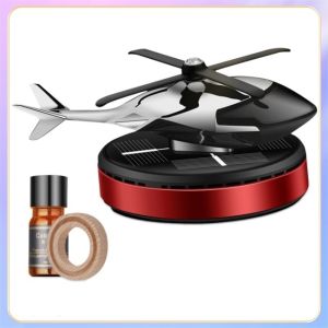 Automatic Solar Power Rotating Airplane Helicopter Car Perfume Auto Alloy Aircraft Air Freshner