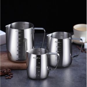 【24h ship】304 Stainless Steel Frothing Pitcher Pull Flower Cup Cappuccino Coffee Milk frother Mugs