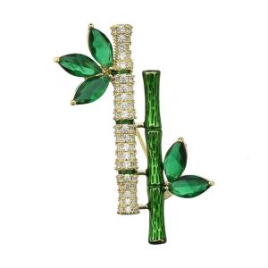 Elegant Bamboo Designs Brooch In Zinc Alloy Combining Retro and Modern Styles for Distinctive Fashion Statement Pieces