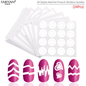 Lot 10 Packs French Manicure Nail Art Tip Form Guide Nail Sticker Polish DIY Stencil Tool Nail Art Design Set