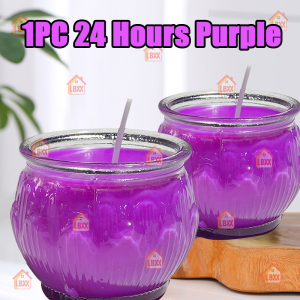 Wholesale24 10PCS Hours Smokeless Candle Lotus Shape Glasses  Veg Oil Praying Butter lamp Candle