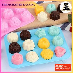 CETAKAN 12 HOLE GRID DENGAN 12 MOTIF COKLAT JELLY PUDING AGAR AGAR