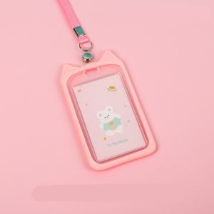 ที่ใส่บัตร ป้ายชื่อ โปร่งใสเชือกเส้นเล็กซิลิโคน แบบยืดหดได้ ลายน่ารัก สําหรับสํานักงาน ทำงาน โรงเรียน มีคุณภาพ