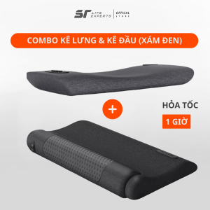 Combo Gối Đầu Và Kê Lưng Tích Hợp Massage Chườm Nóng Cao Su Non Thư Giãn Giảm Đau Mõi Cổ Vai Gáy & Thắt Lưng- Sairui