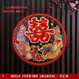 Tempelan Shuang Xi Wedding Nikah Kertas Bludru Gliter Timbul Gambar Dinding Merah Emas Perkawinan