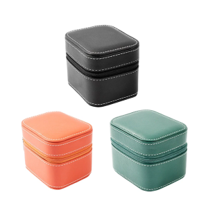Compact Single Watch Travel Case For Watches And Smartwatches Up To 55mm With PU Leather And Microsuede Interiors