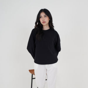QUEENTIN Kaos Wanita Oversize 0571 Combed Spandex Polos Lengan Panjang