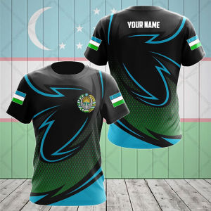 Custom Name Uzbekistan Emblem Graphic Tees Summer Casual Pullover Mens Fashion Loose T-shirts Boy Oversized Short Sleeves Tops