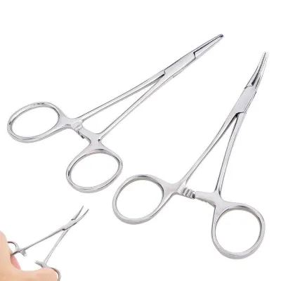 Metar 1 Pcs 12.5/16/18cm Fishing Stainless Steel Curved Tip Hemostat Locking Clamps Forceps（Straight mouth）