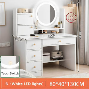 Dressing Table For Bedroom Modern Minimalist Makeup Storage Cabinet Integrated Desk Small Apartment Master Bedroom Ins Style Vanity With Mirror Space Saving Multifunctional Home Furniture For Cosmetic Organization