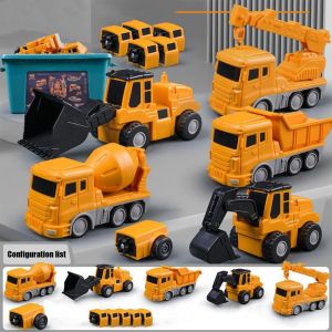 PUZHE Detachable ic Transform Engineering Deformation Excavator Mixer Transform Robot Toys Construction Vehicle Multi-functional Assembly Engineering Vehicle Childrens Toy