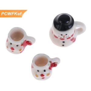 【PCWFKef】 Bộ chén & nồi gốm giáng sinh thu nhỏ Nhà búp bê 1:12 cốc trà cà phê