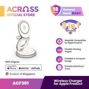 ACROSS Wireless Charger Foldable 3-in-1 for iPhone AirPods Apple Watch MagSafe Fast Charging