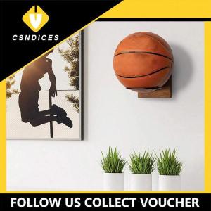 [Csndices] ลูกบาสเก็ตบอลติดผนังที่วางบอลติดผนังที่วางลูกบอลโลหะไม้ชั้นเก็บของติดผนัง
