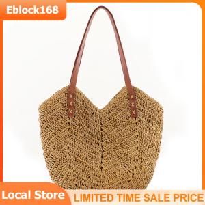 Summer Straw Bag Women Handmade Woven Shoulder Bag Large Capacity Beach Bag Fashion Vacation Handle Bag Bohemia Totes