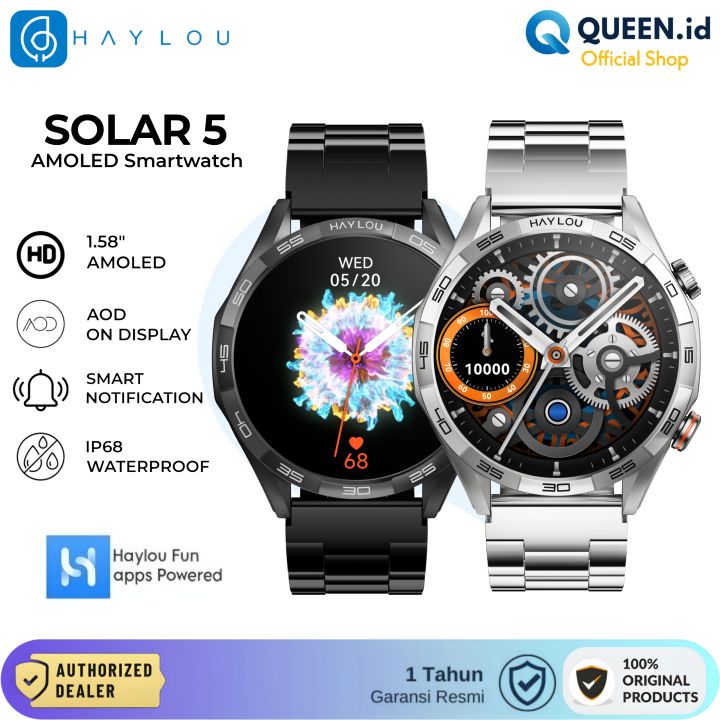 Haylou SOLAR Smartwatch AMOLED HD Display AOD SpO2 Advance Smart  watch BT Call IP68 Lazada Indonesia