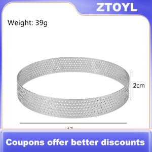 【ZTOYL】 Stainless Steel Mousse Cake Mold Heat-Resistant Perforated Round Tart Ring Cookies Pastry Circle Cutter Mold Baking Tools