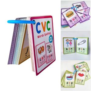 แฟลชการ์ด Phonics ใช้ได้จริงของเล่นเพื่อการศึกษาเรียนรู้ที่จะอ่านการ์ด CVC บัตรเรียนรู้สำหรับเด็กผู้ใหญ่