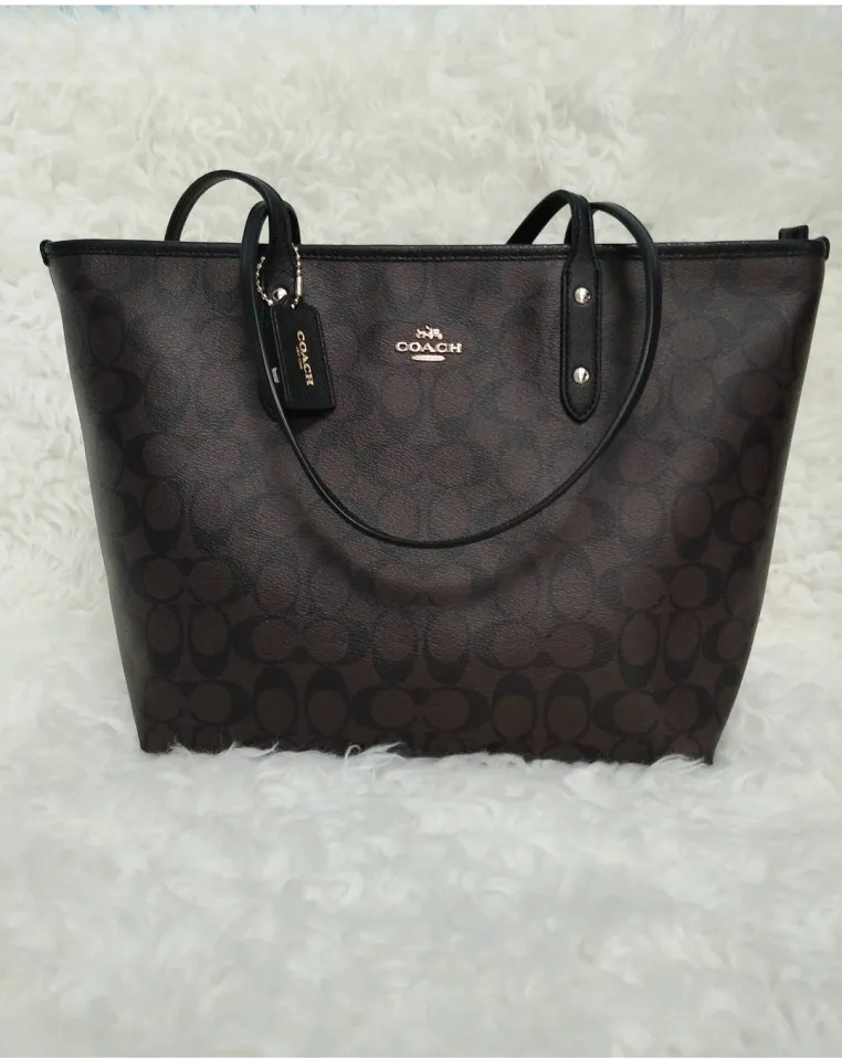 Coach black tote online with zipper