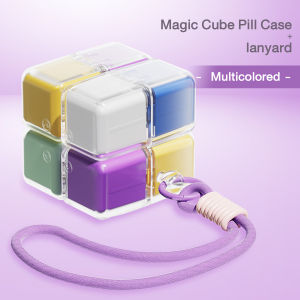 Rubiks Cube Medicine Box Pill Organizer Magnetic 8 Grids Sarung Penyimpanan Pil Portable Travel 药盒