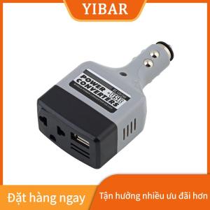 YIBAR Bộ chuyển đổi điện thoại di động trên xe hơi Bộ chuyển đổi biến tần Bộ sạc DC 12V 24V sang AC 220V + USB