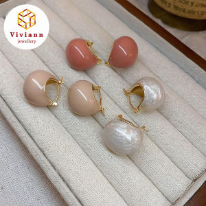 Viviann Original Design Real Gold Electroplated Simple Retro Bean Ear Buckle Korean Fashion Earrings Stud Earrings For Woman Korean Fashion Jewelry Wedding Party Girl Elegance Set Accessories