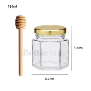 Hexagon Glass Jar Storage Container with Cap 45ML/60ML/85ML/100ML/120ML/180ML/280ML/300ML/500ML/600ML/730ML
