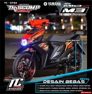 Decal Stiker striping motor Mio M3 125 bisa request sticker striping transparan Mio 125 / Mio GT / Mio Z / Mio SOUL desain custom - List Variasi motor yamaha Mio M3 / Mio 125 bahan bening striping Transparan mio m3 Custom bebas request TC-0734