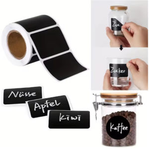 Black Chalkboard Labels Label Sticker Roll with White Chalk Marker Reusable and Waterproof Chalk Labels Adhesive Sticker