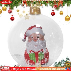 Large Inflatable Christmas Ball with LED Lights PVC Decorated Ornament for Festive Home and Garden Decor