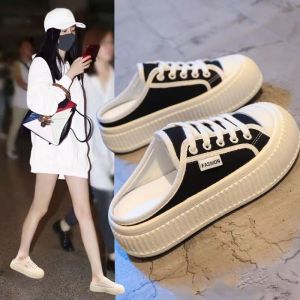 Free Shipping Baotou WomenS New Autumn Fashion Platform Sandals Versatile Thick-Soled Backless White Sneakers