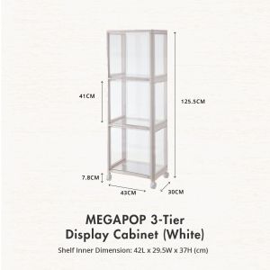 [HOUZE] MEGAPOP Acrylic Display Cabinet With Wheels & LED Lights [2 | 3 | 4 Tiers]