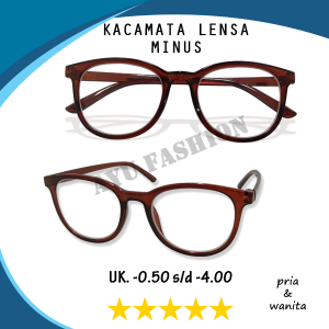 Kacamata Minus Gaya Korea Style Terbaru Ready Ukuran -0.50 s/d -4.00 Frame Coklat Lensa Bening Cocok Untuk Pria Wanita Rabun Jauh Murah - BISA BAYAR DIRUMAH