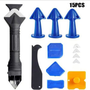 [Local Shipment]15pcs Silicone Caulking Finishing Tool Kit Caulk Remover Tool& Grout Removal Tool Glass Glue Angle Scraper