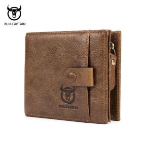 BULLCAPTAIN Genuine Original Leather Men Wallet Fashion Vintage Zipper&Hasp Male Short Men Wallets Coin Purse Brand More Styles