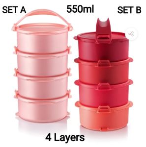 ทัพเพอร์แวร์ เซ็ต 4 ชิ้น ปิ่นโตพร้อมหูหิ้ว (สุ่มสี) Tupperware Tup Tiffin (4) 550ml