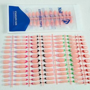 MADEWITH 144 Pieces Pack Full Cover Press On Nails Medium Length 6 Colors Set Fake Nails Simple Glossy Finish Almond Nails for Women