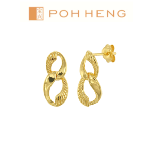 Poh Heng Jewellery 22K Loop Dangling Earrings in Yellow Gold[Price By Weight]