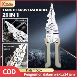 X-Tools Tang Multifungsi 21-in-1 untuk Potong dan Dekrustasi Kabel - Warna Champagne
