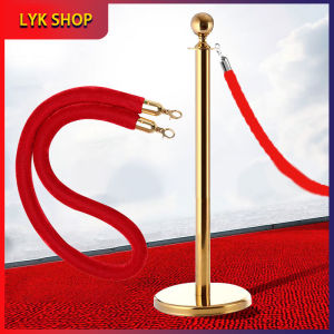 1.5M Red Queue Barrier Stand Posts Rope with Gold hook VIP Queue Posts Rope Crowd Control Rope