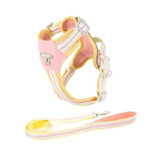 OUTOPEN Quicklace Dog Harness Leash Set Adjustable Breathable Pet Collar Rope Lightweight Cute Cat Lead Leash Pet Walking ShihTzu