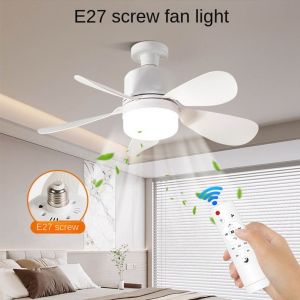 SDFBN พร้อมไฟ ไฟพัดลมเพดาน ปรับแสงได้ พร้อมรีโมทคอนโทรล โคมไฟเพดานแบบซ็อกเก็ต E27 สร้างสรรค์ ป้องกันดวงตา โคมไฟเพดาน สำหรับห้องรับประทานอาหาร